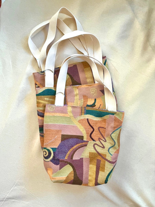 Tote bag with abstract pattern on a white background